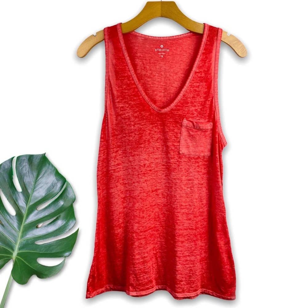Athleta | Red Sugar Wash V-Neck Burnout Tank